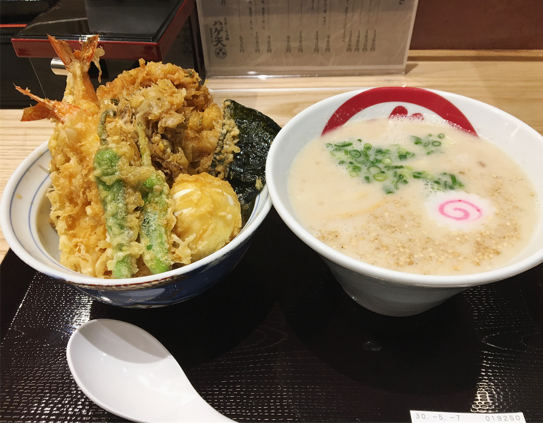 【天丼・らぁ麺ハゲ天】天丼(上)とらぁ麺 (東京都中央区銀座) 第921回